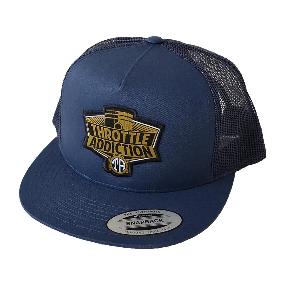 Throttle Addiction - 5 Panel Snap Back Hat - Piston Logo