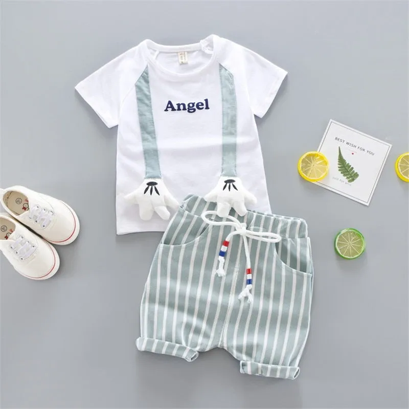 Toddler Boys Clothes Children Clothing Cartoon Summer Clothing Top Pant 2Pcs  Cute Kids Casual Boys Sport Suits Outfit 1-2-3-4Y