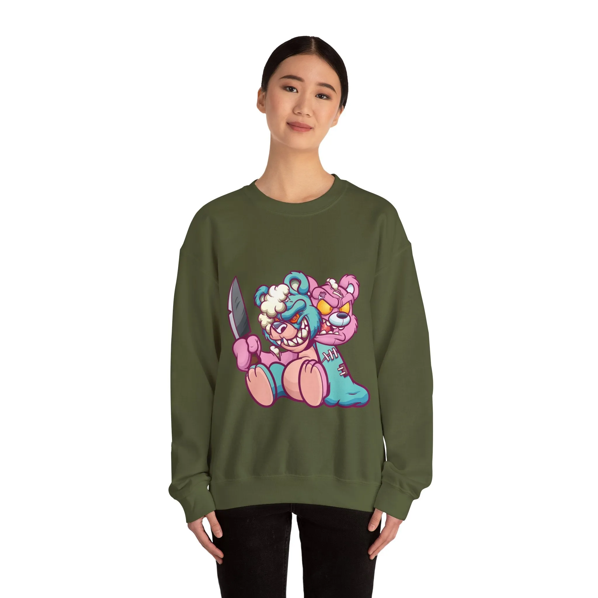 Two Headed Knife Teddy Bear Sweatshirt