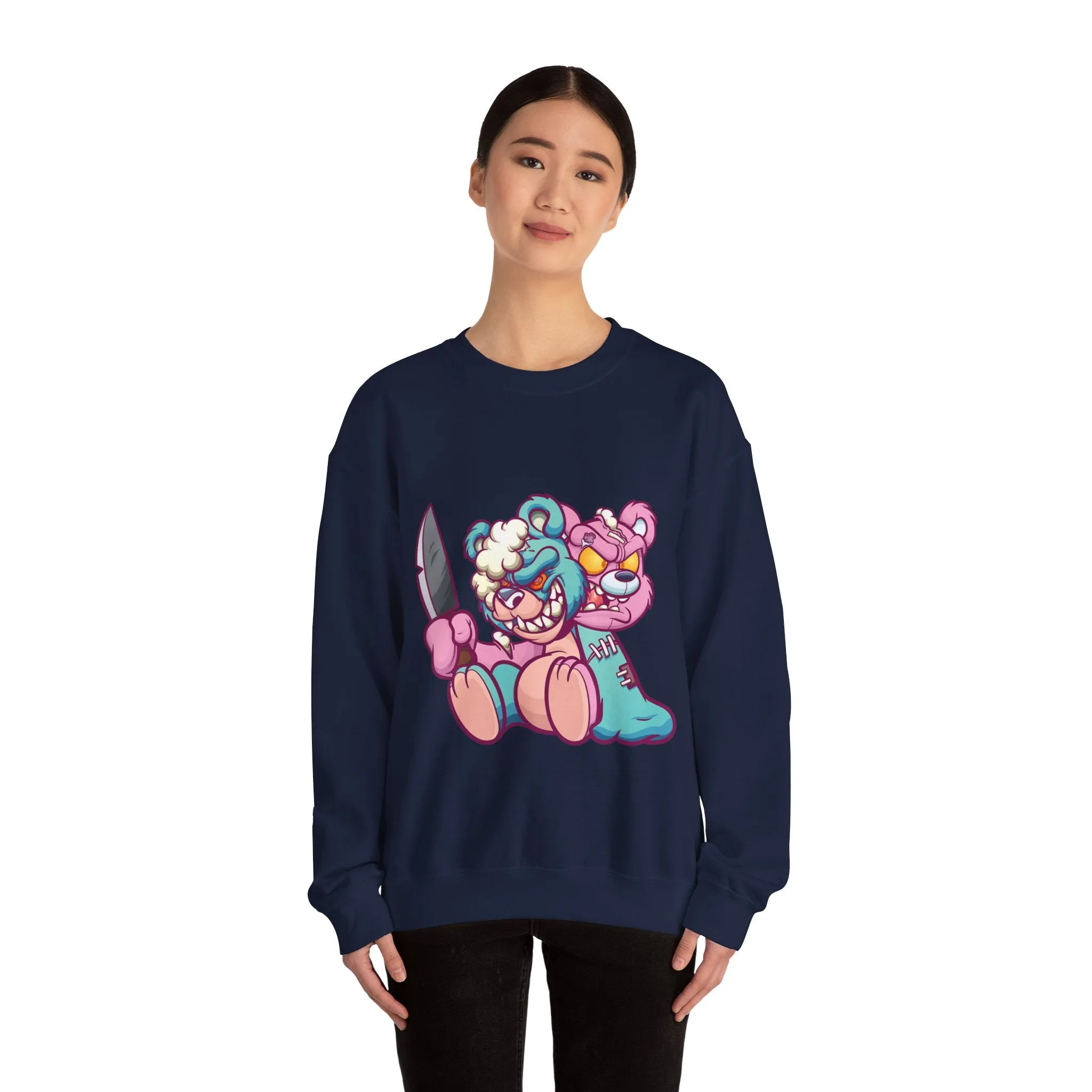 Two Headed Knife Teddy Bear Sweatshirt