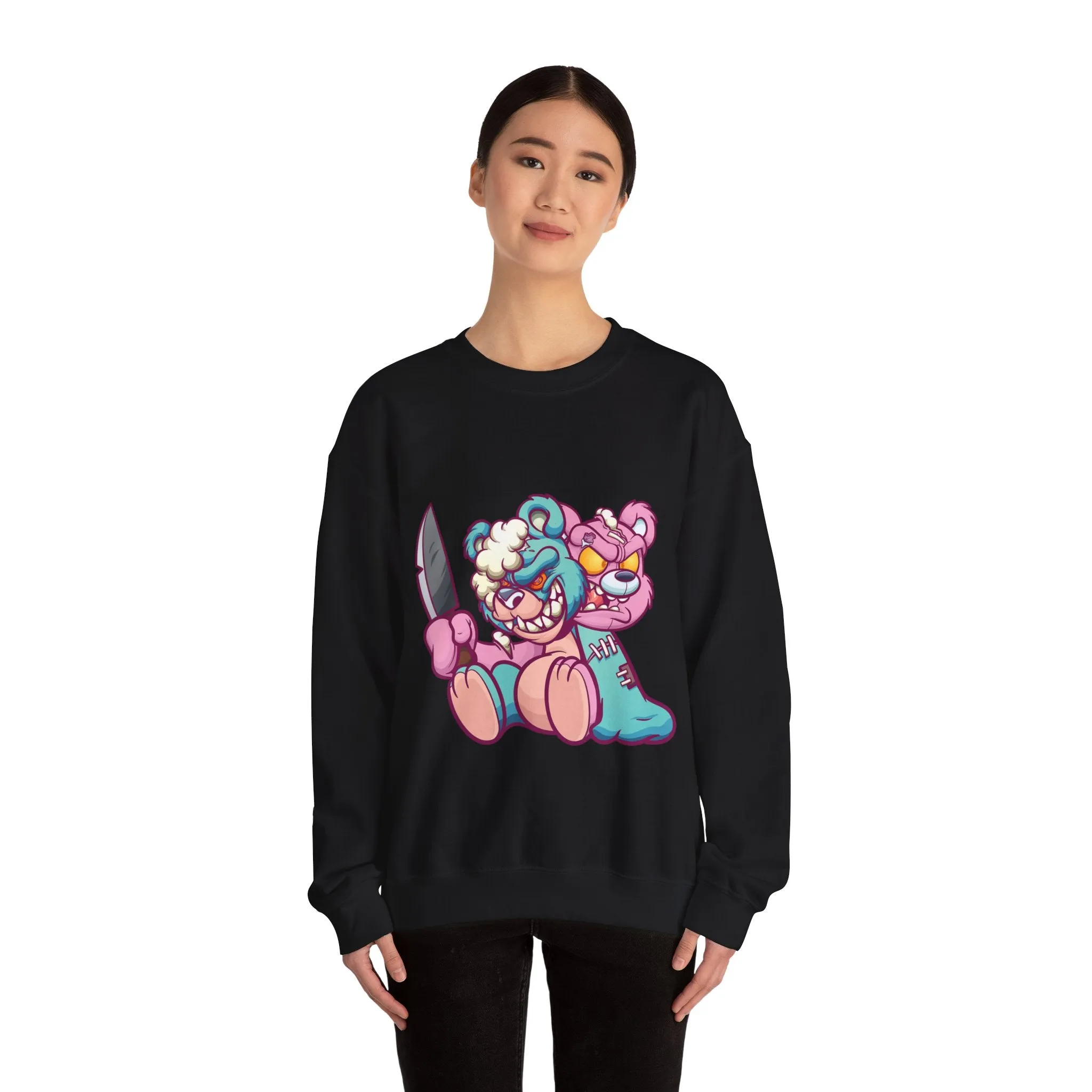 Two Headed Knife Teddy Bear Sweatshirt