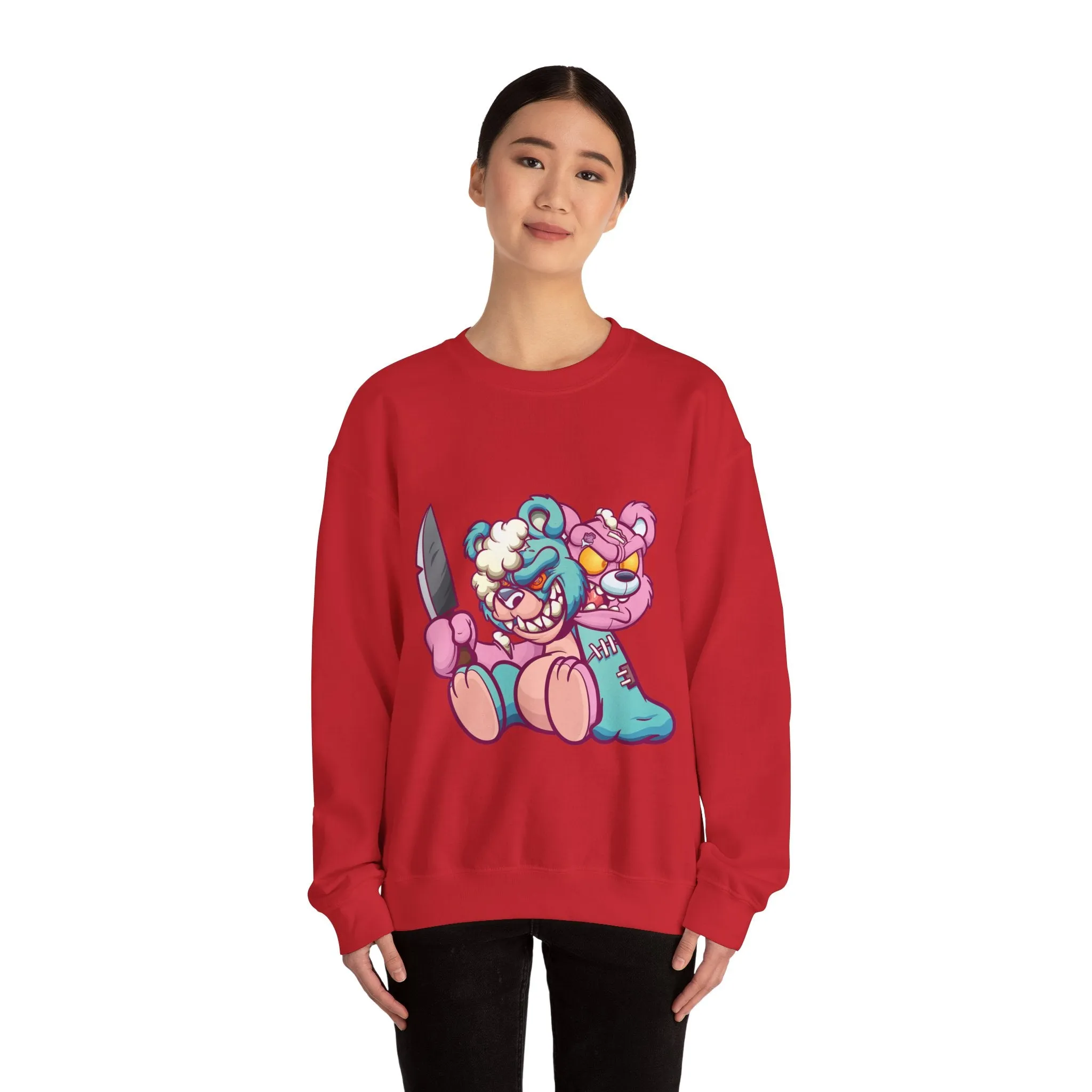 Two Headed Knife Teddy Bear Sweatshirt