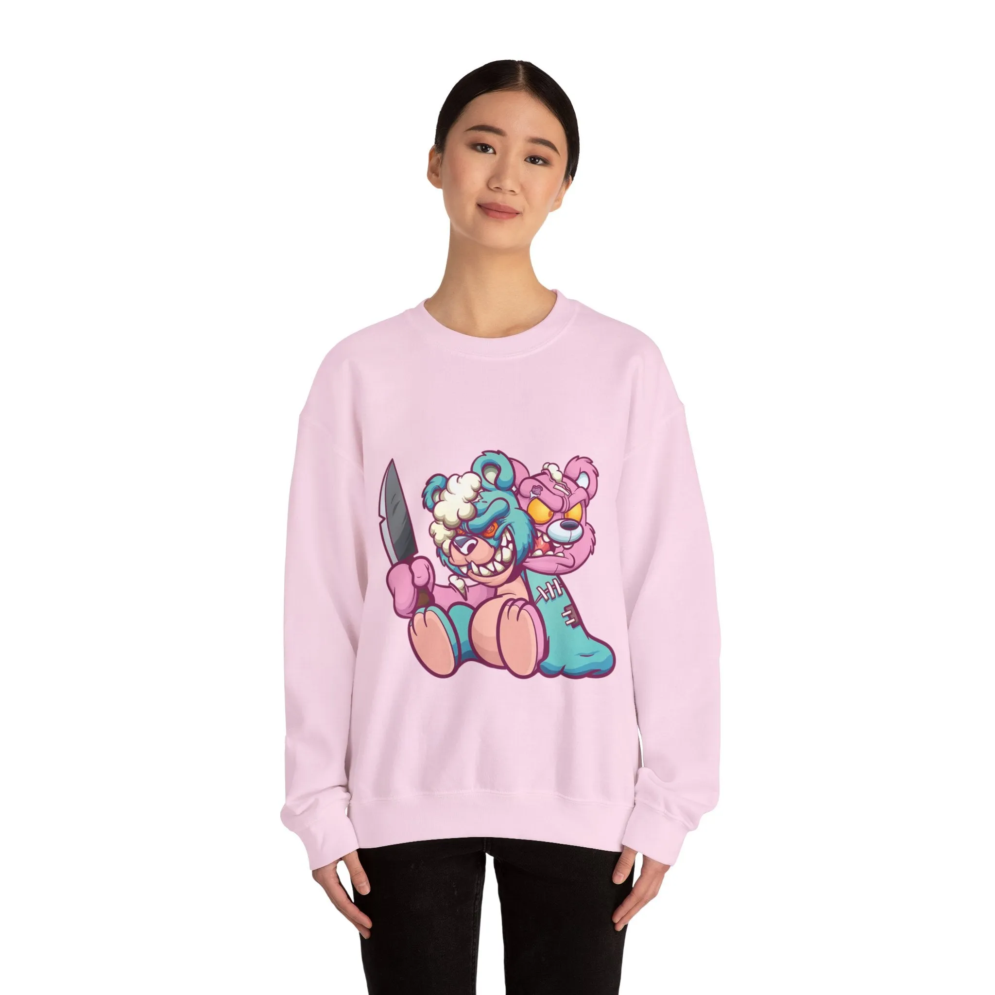 Two Headed Knife Teddy Bear Sweatshirt
