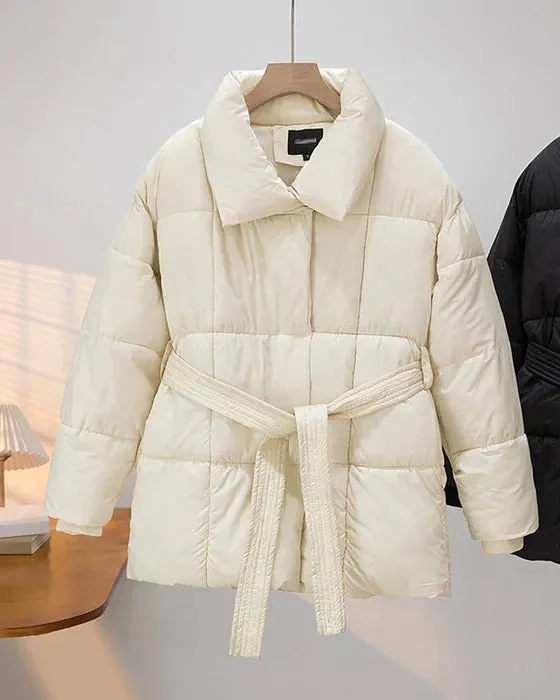 Unlined quilted jacket with lapels in a solid color