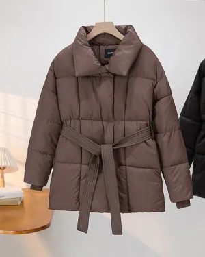Unlined quilted jacket with lapels in a solid color