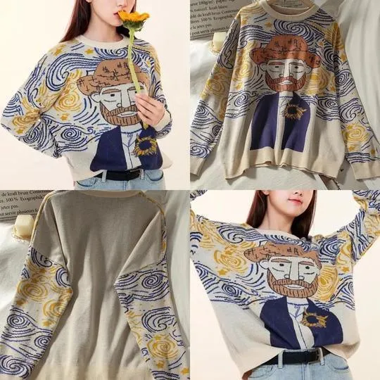 Van Gogh Cartoon Sweater