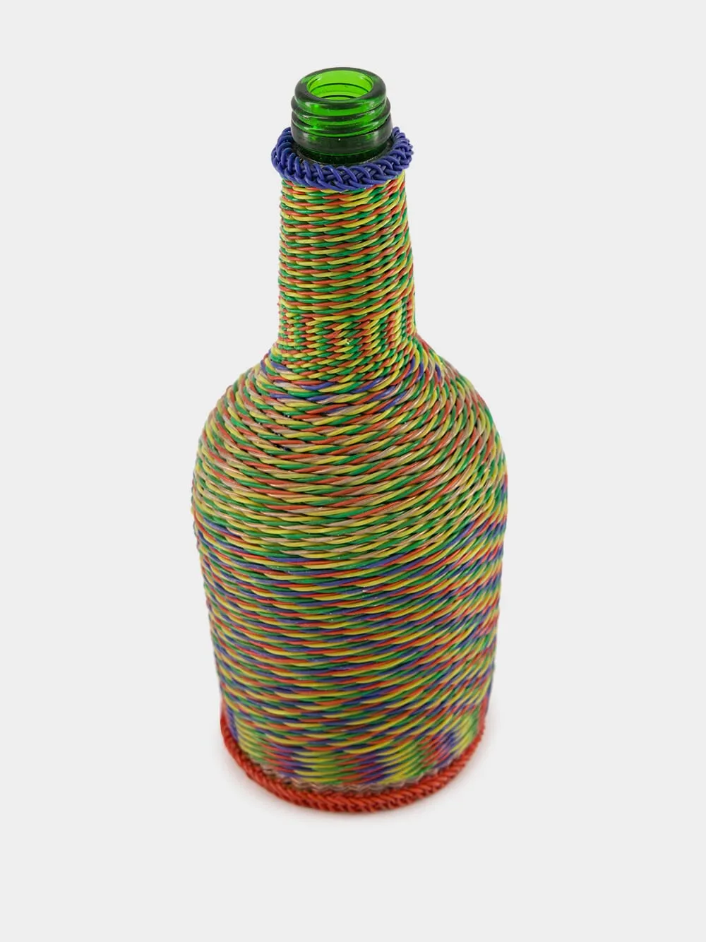 Vibrant Twist Woven Glass Flask