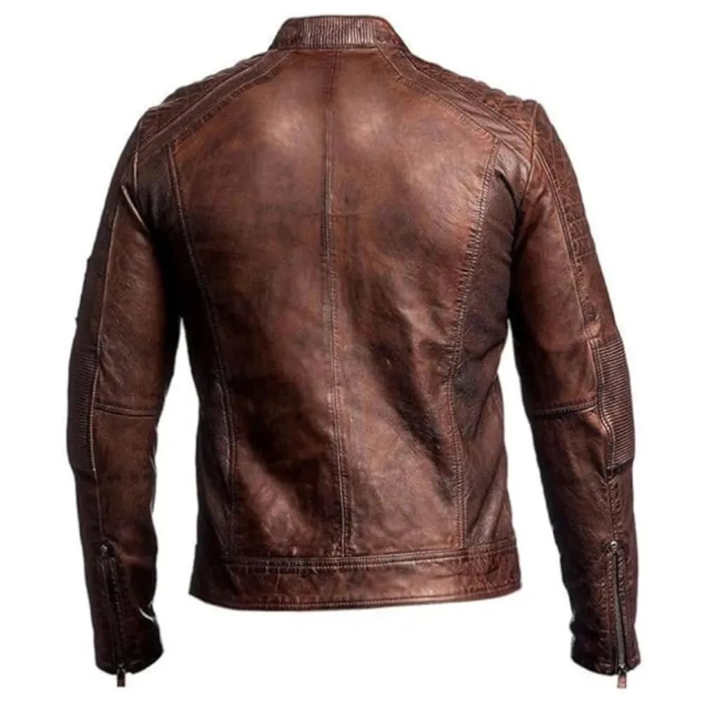 Vintage Brown Cafe Racer Jacket