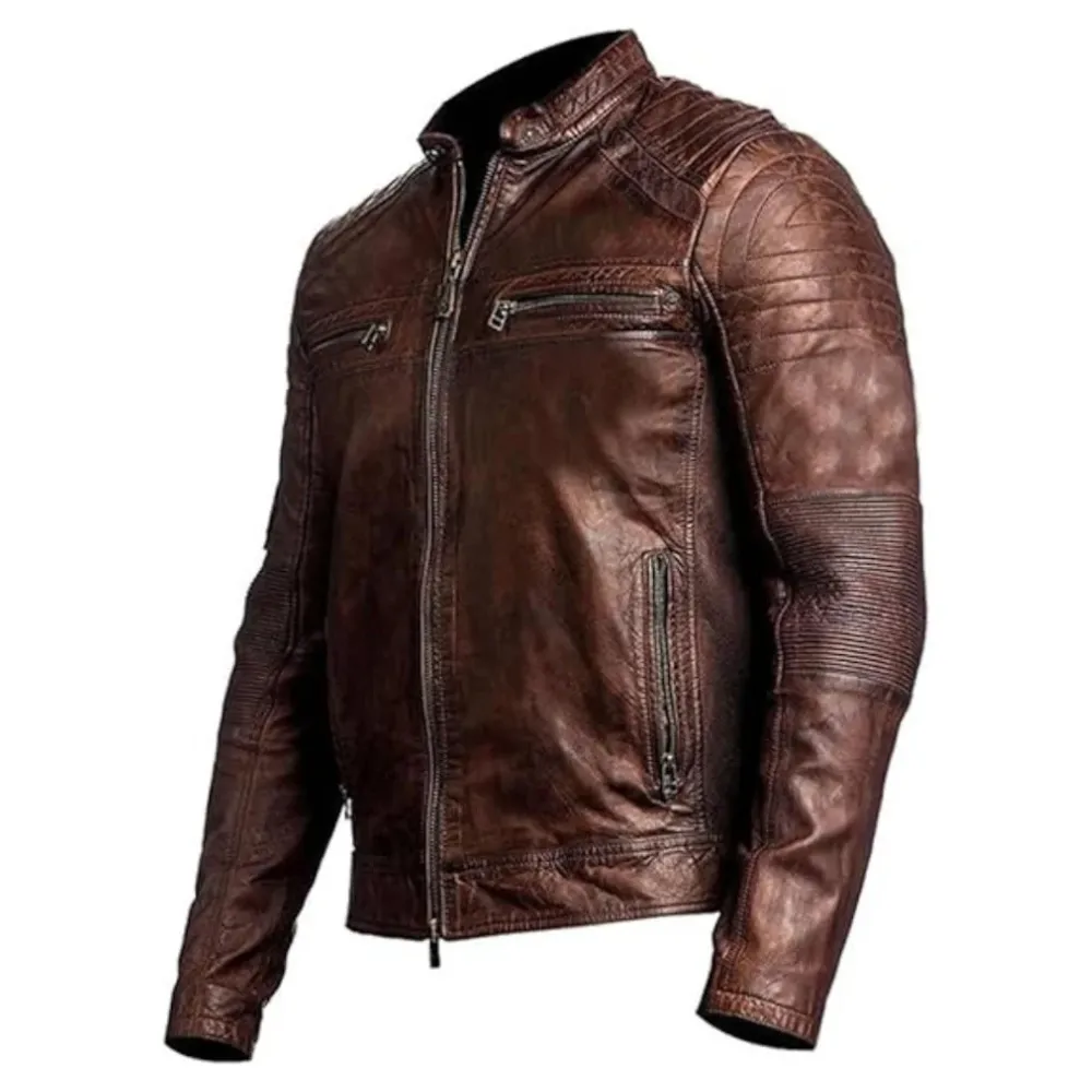 Vintage Brown Cafe Racer Jacket