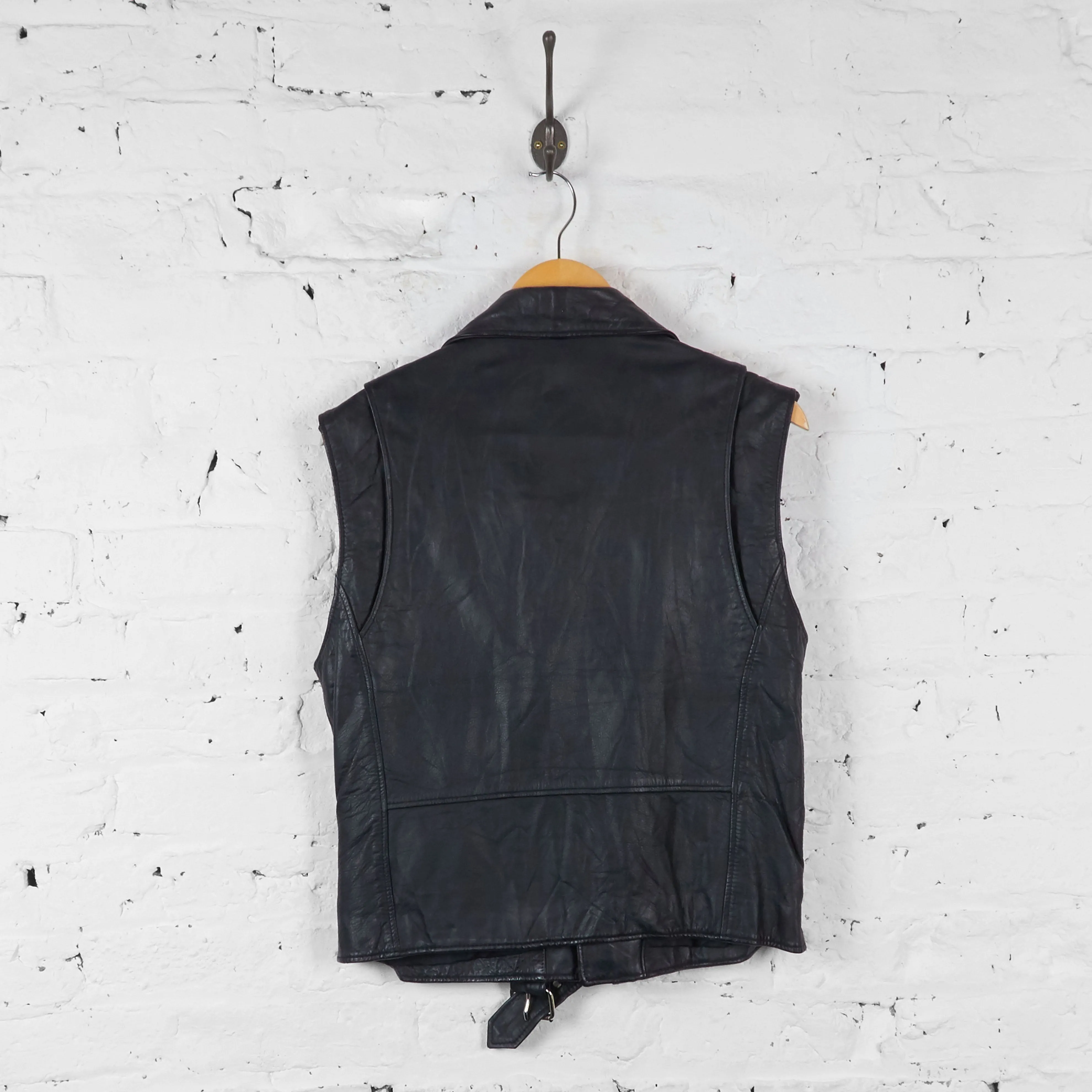 Vintage DKNY Sleeveless Leather Jacket - Black - S