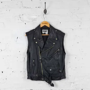 Vintage DKNY Sleeveless Leather Jacket - Black - S