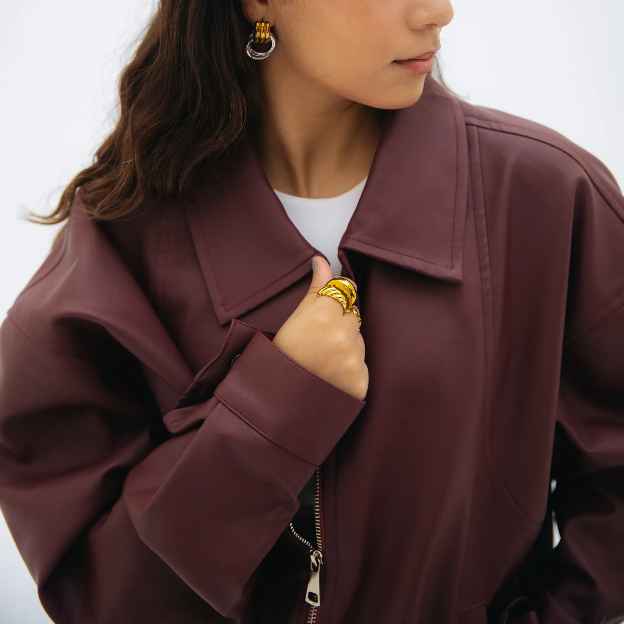 Vintage leather jacket - Burgundy