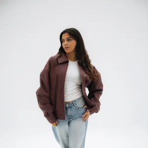 Vintage leather jacket - Burgundy