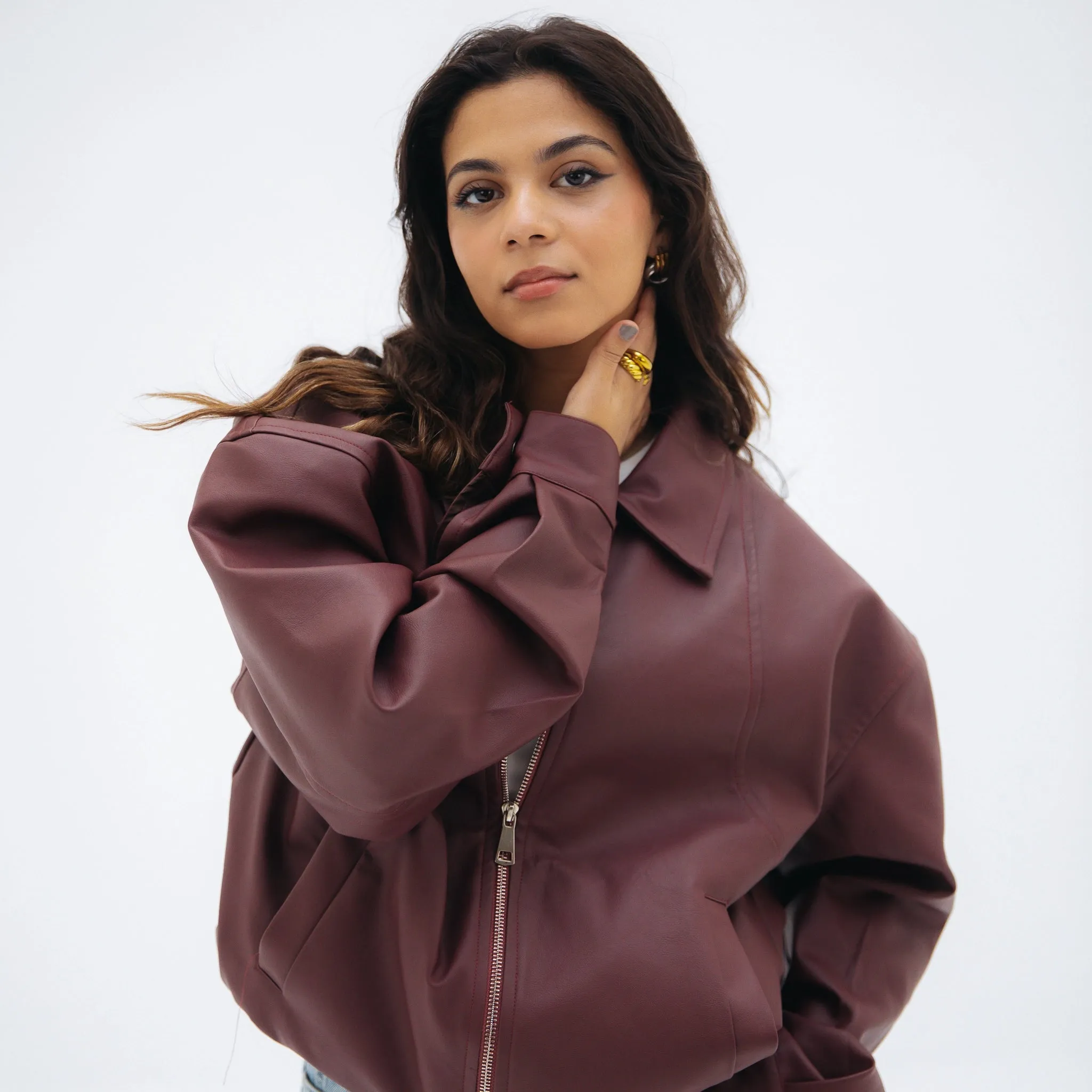 Vintage leather jacket - Burgundy