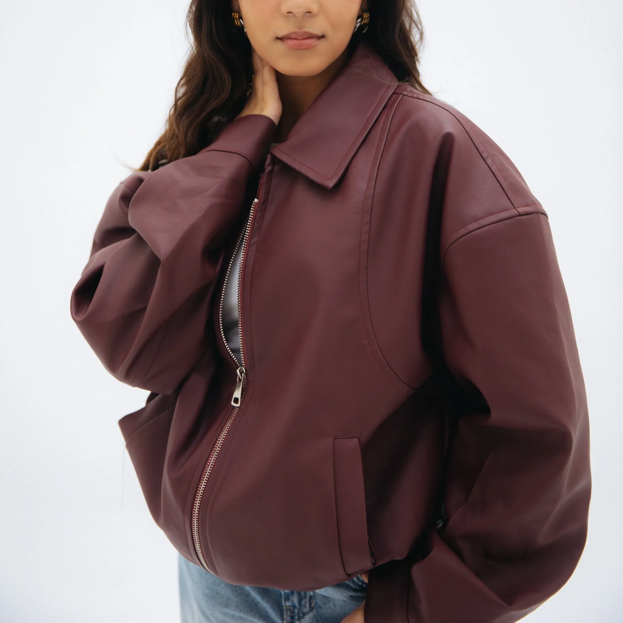 Vintage leather jacket - Burgundy