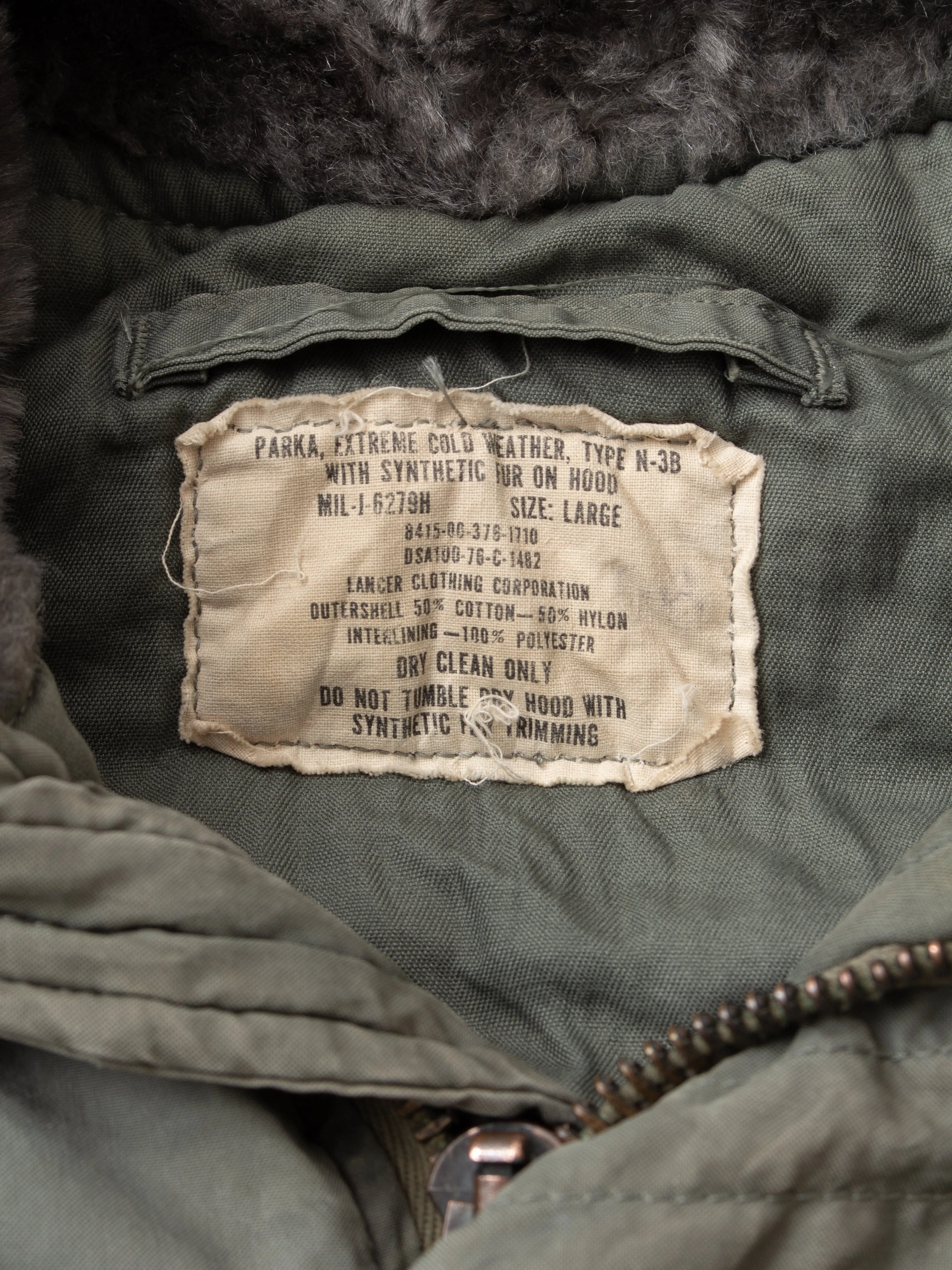 Vintage No. 1 US Army Parka Extreme Cold Weather N-3B Size L