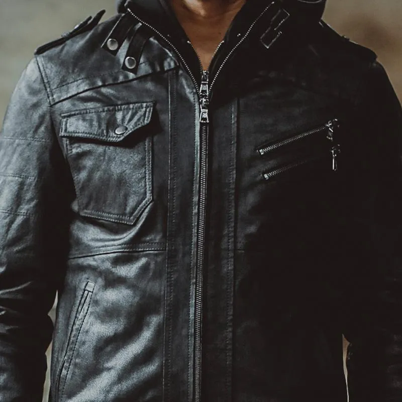 West Louis™ Removable Hooded Genuine Leather