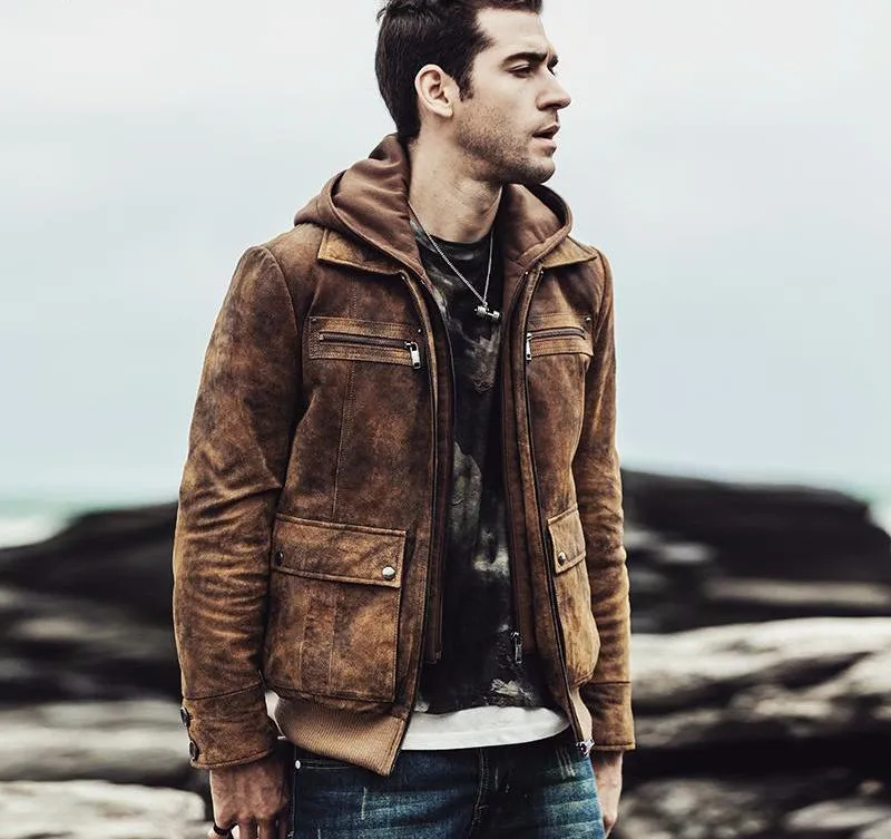 West Louis™ Retro Autumn Winter Genuine Leather Jacket