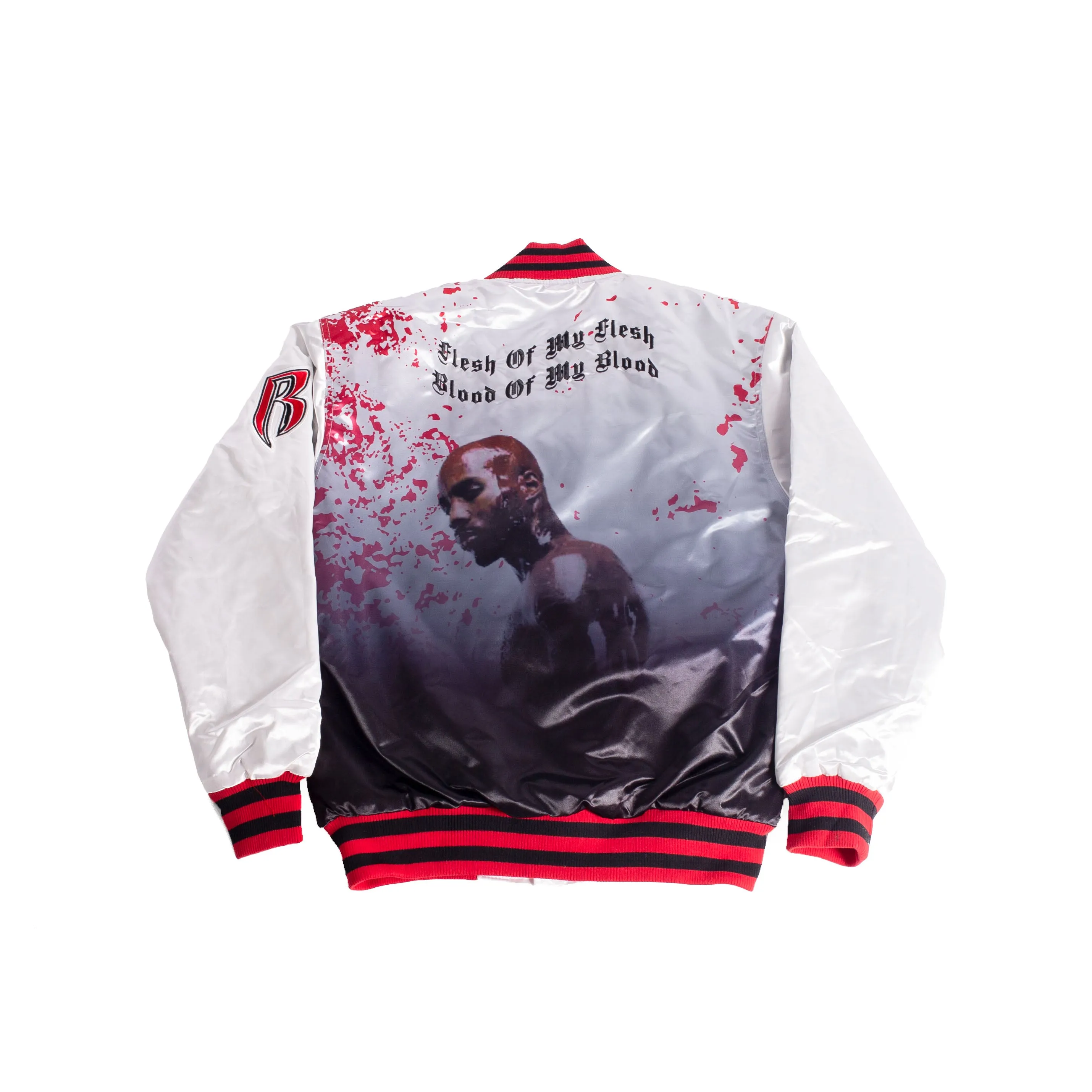 WHITE DMX FADE SATIN JACKET