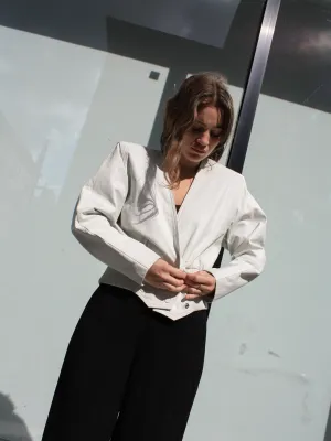 White Leather Bomber