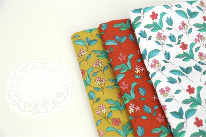 Wild Flowers Cotton Fabric, Floral Fabric, Orange, Digital Printing, Quality Korean Fabric - Fabric By the Yard /89818