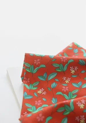 Wild Flowers Cotton Fabric, Floral Fabric, Orange, Digital Printing, Quality Korean Fabric - Fabric By the Yard /89818