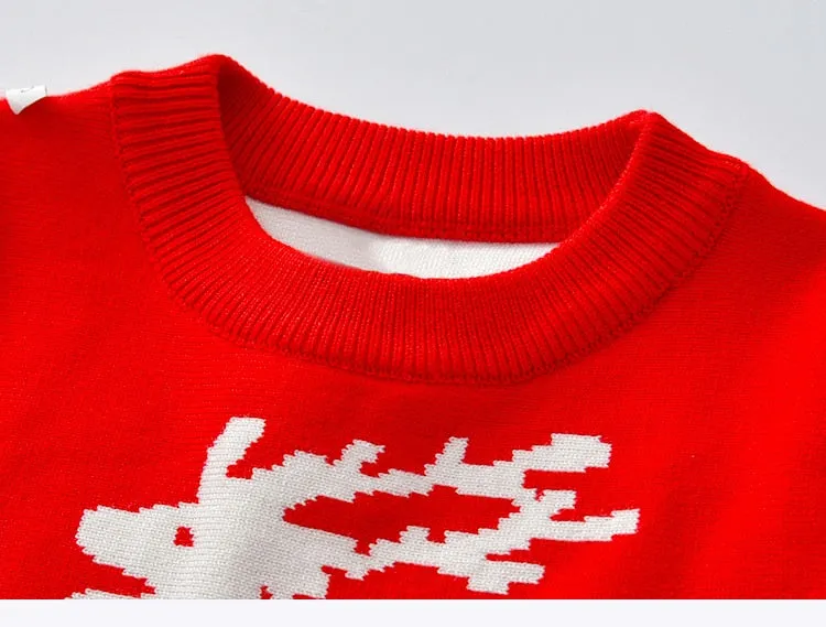 Winter Dress Girls Reindeer Snowflake Print