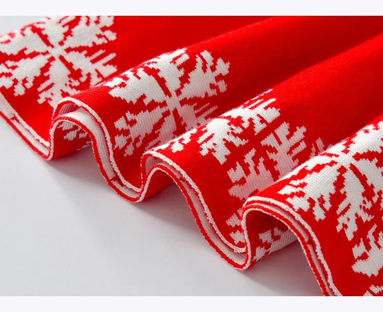 Winter Dress Girls Reindeer Snowflake Print