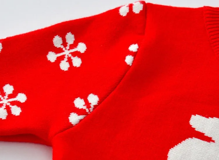 Winter Dress Girls Reindeer Snowflake Print