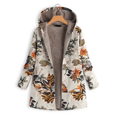 Winter Hooded Floral Warm Parka