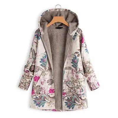 Winter Hooded Floral Warm Parka
