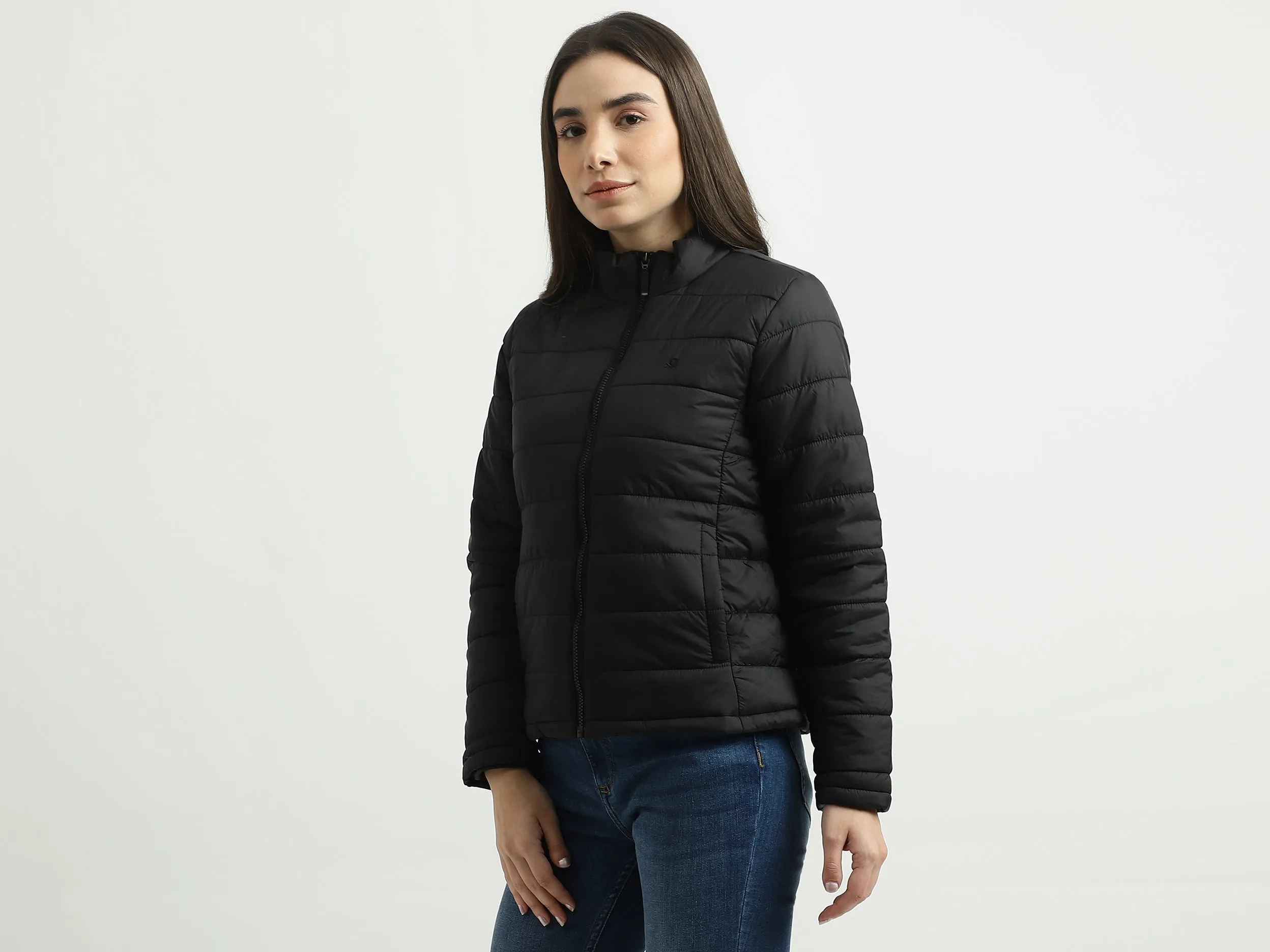 Women Quilted High Neck Jacket