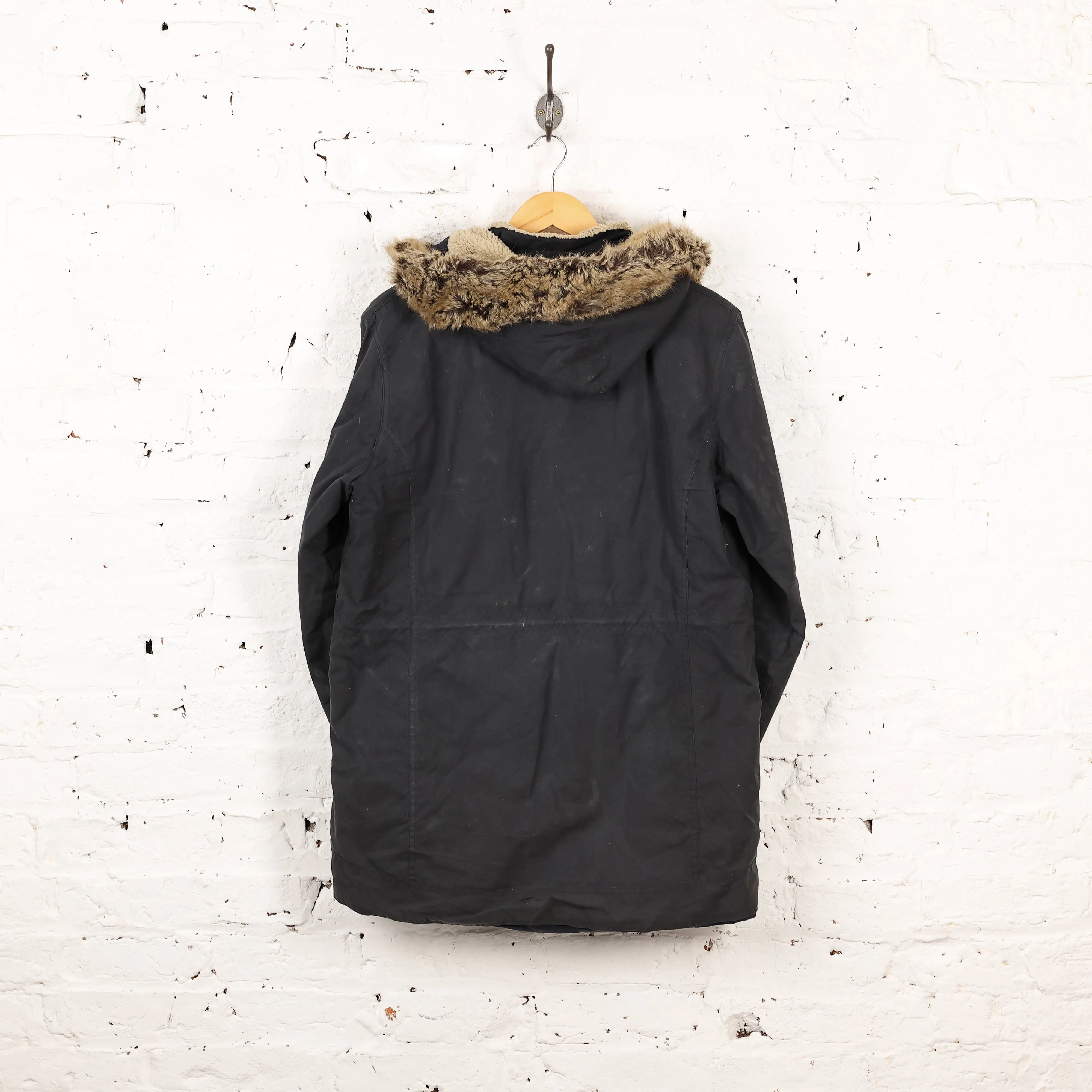 Women's Barbour Carribena Wax Parka Jacket Coat - Black - Womens L
