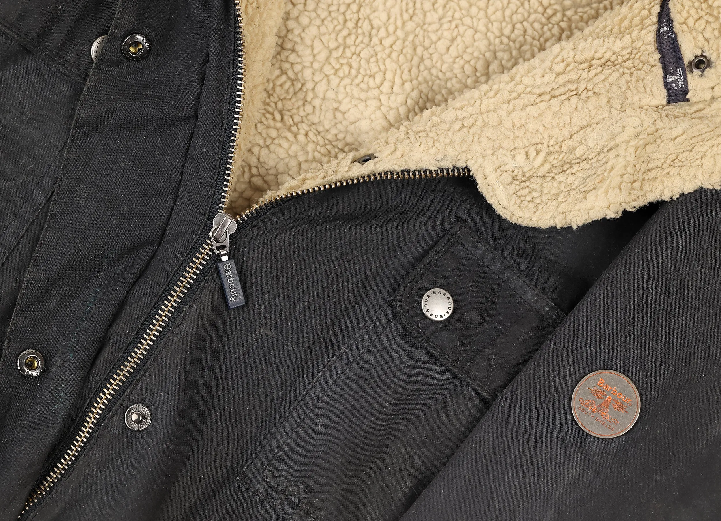 Women's Barbour Carribena Wax Parka Jacket Coat - Black - Womens L