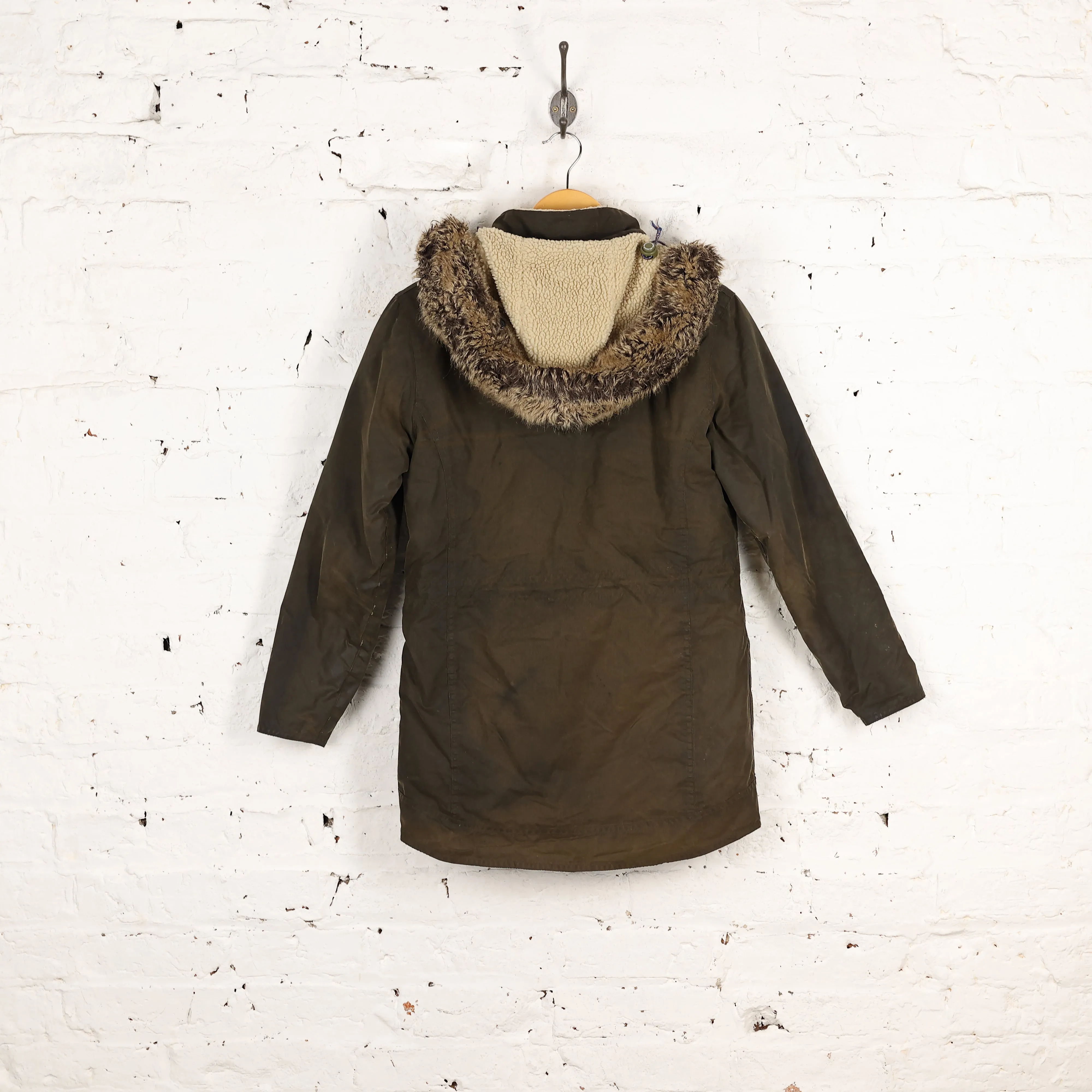 Women's Barbour Carribena Wax Parka Jacket Coat - Green - Women's S