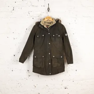 Women's Barbour Carribena Wax Parka Jacket Coat - Green - Women's S