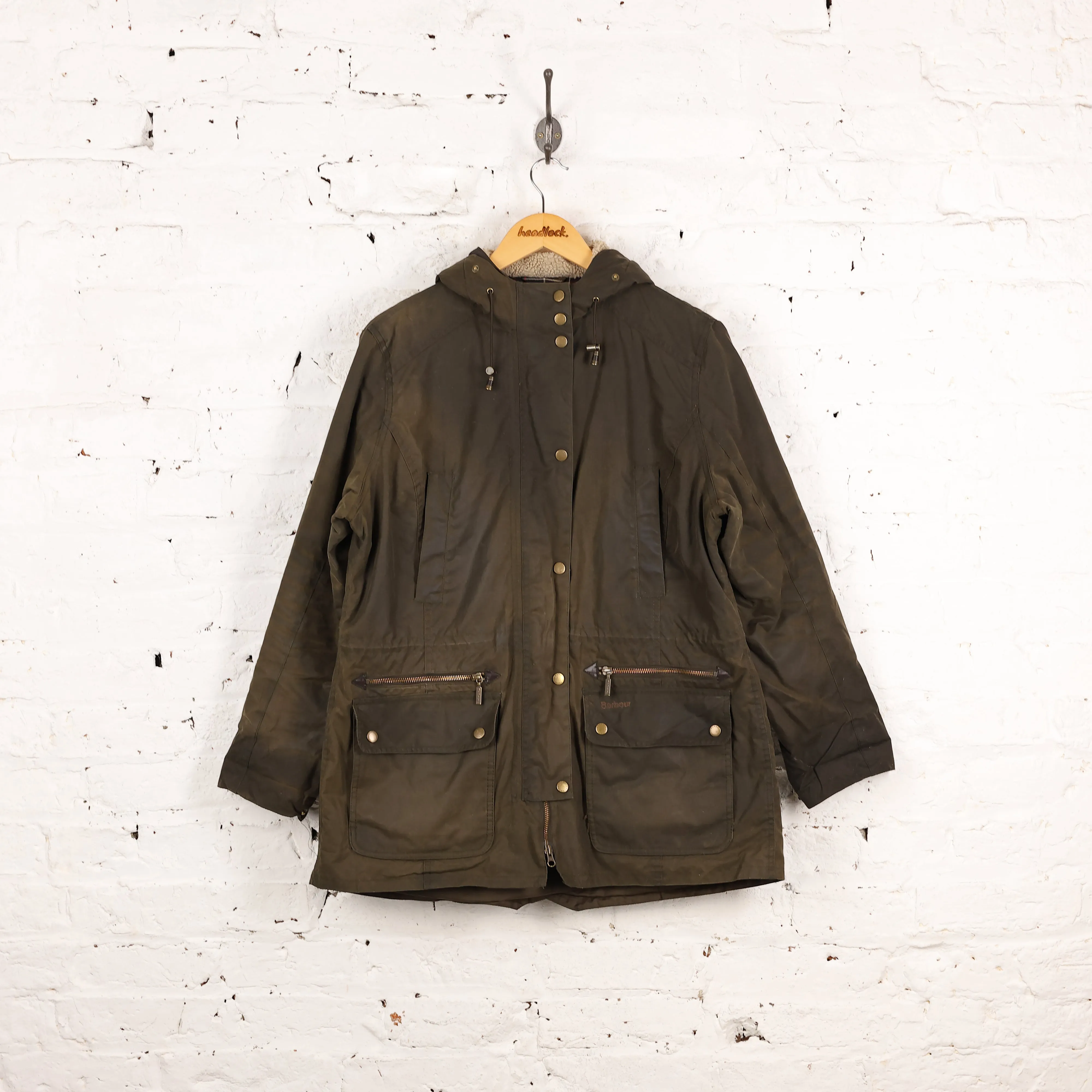 Women's Barbour Kelsall Parka Wax Jacket - Green - Women's XL