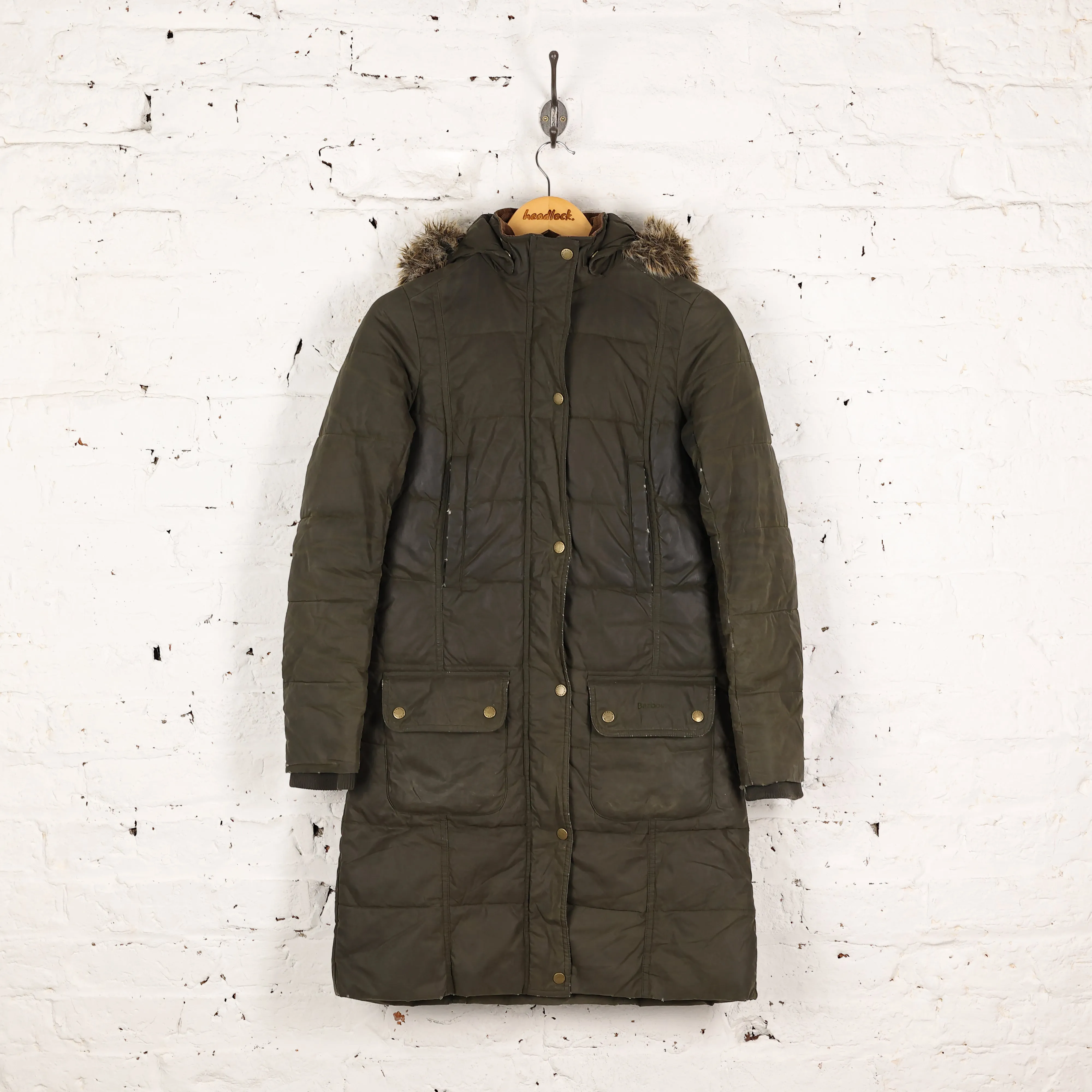 Women's Barbour Peninsula Down Parka Jacket - Green - Women's S