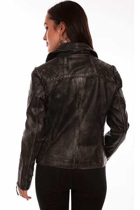 Women's Leather Jacket Collection: Scully Motorcycle Quilted Accents