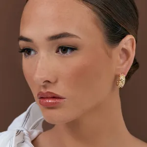 Woven Pearl Hoop Earrings (Gold)