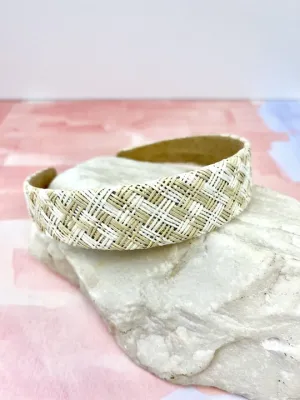 Woven Raffia Headband - Beige Multi