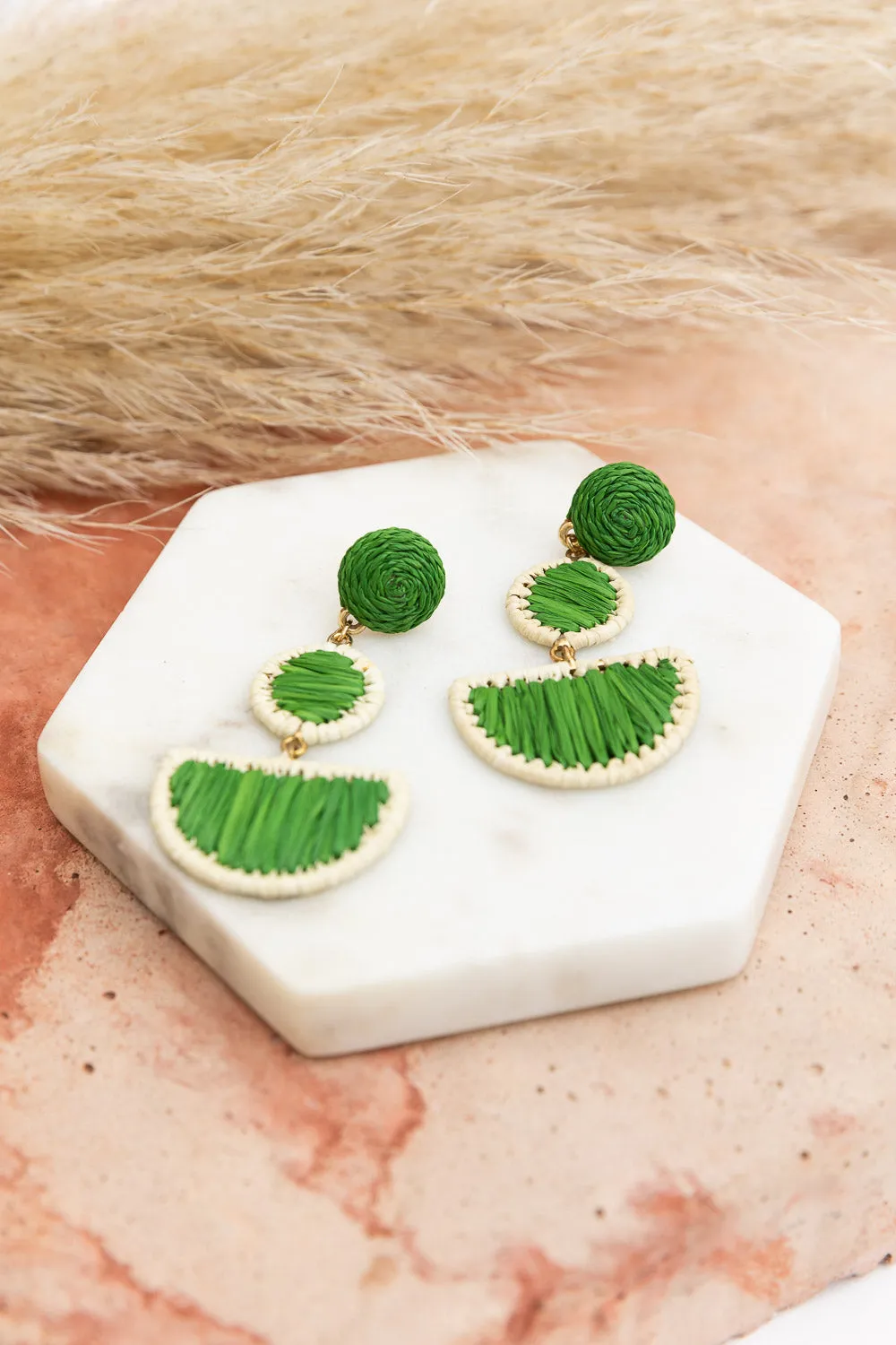 Woven Rattan Earrings.