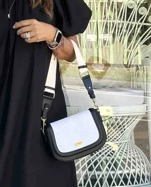 Woven Saddle Bag - White Black